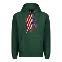 Sports Green leopard american flag lightning bolt Premium Hoodie - Zillion Design Studio