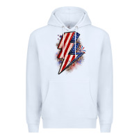 White leopard american flag lightning bolt Premium Hoodie - Zillion Design Studio