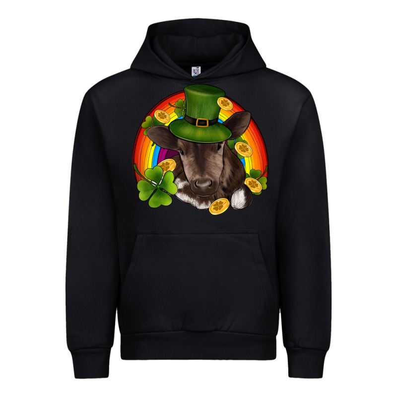 St Patricks Day Baby Cow Shamrock Rainbow Gold Urban Hoodie by RanaPortraitStore | Teevron