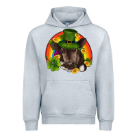 Heather Grey st patricks day baby cow shamrock rainbow gold Urban Hoodie - RanaPortraitStore