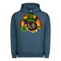 Pigment Midnight Navy st patricks day baby cow shamrock rainbow gold Urban Hoodie - RanaPortraitStore