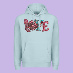 Valentine's Day Love With Boots And Gemstone Premium Hoodie Designed By Ranaportraitstore