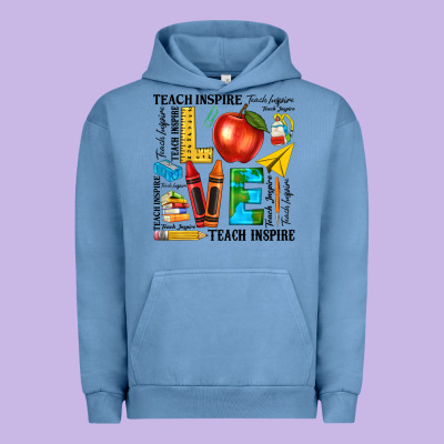 Teach Love Inspire Teacher Urban Hoodie Designed By Texasbilliewilder