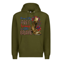 Army Green home of the free because of the brave Premium Hoodie - Zillion Design Studio