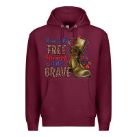 Burgundy home of the free because of the brave Premium Hoodie - Zillion Design Studio