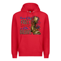 Red home of the free because of the brave Premium Hoodie - Zillion Design Studio