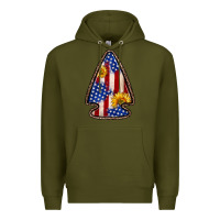 Army Green American flag sunflower arrowhead Premium Hoodie - Zillion Design Studio