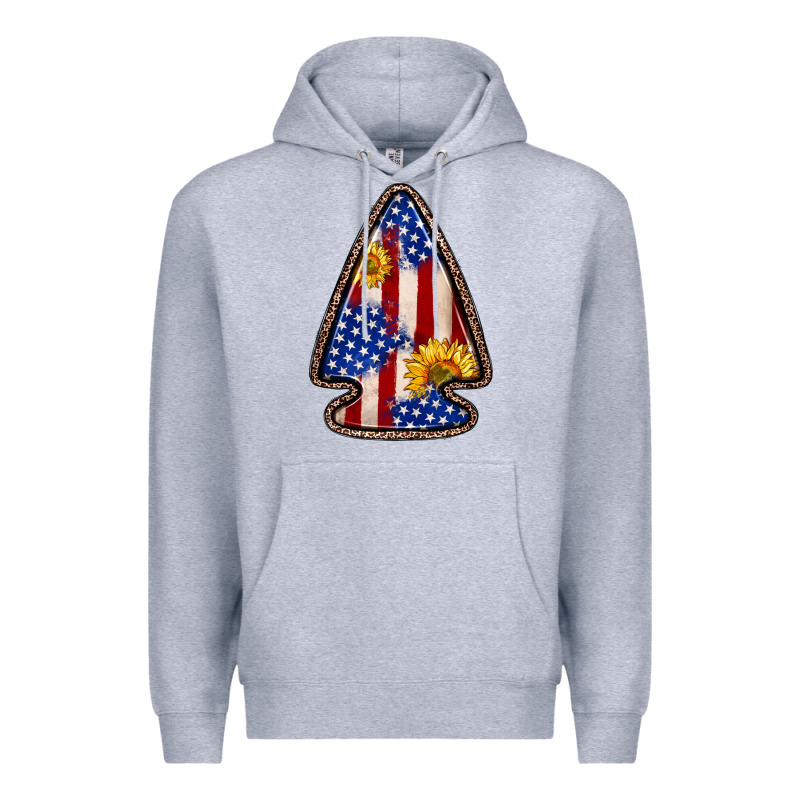 American Flag Sunflower Arrowhead Premium Hoodie by Zillion Design Studio | Teevron