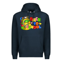 Navy back to school with school bag Premium Hoodie - texasbilliewilder