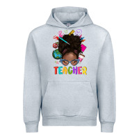 Heather Grey teacher afro messy bun Urban Hoodie - texasbilliewilder