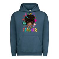 Pigment Midnight Navy teacher afro messy bun Urban Hoodie - texasbilliewilder
