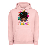 Pigment Salmon teacher afro messy bun Urban Hoodie - texasbilliewilder