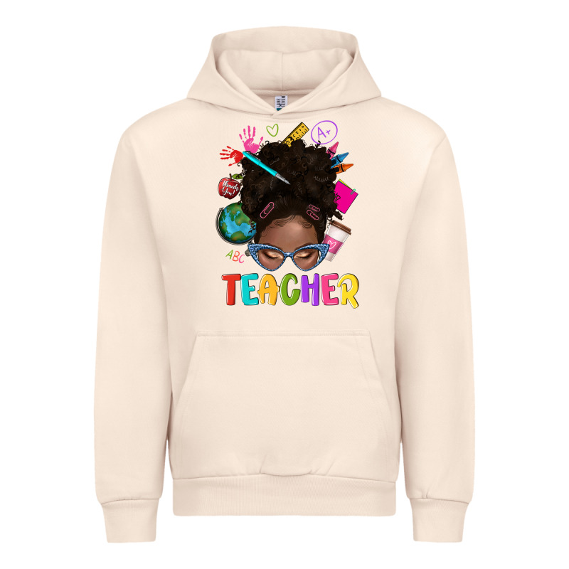 Teacher Afro Messy Bun Urban Hoodie by texasbilliewilder | Teevron