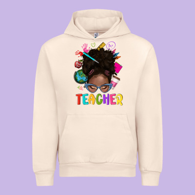 Teacher Afro Messy Bun Urban Hoodie Designed By Texasbilliewilder