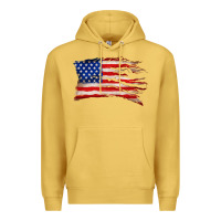 Antique Gold tattered american flag Premium Hoodie - Zillion Design Studio