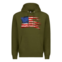 Army Green tattered american flag Premium Hoodie - Zillion Design Studio