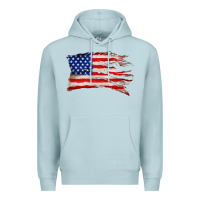 Blue Mist tattered american flag Premium Hoodie - Zillion Design Studio