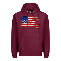 Burgundy tattered american flag Premium Hoodie - Zillion Design Studio