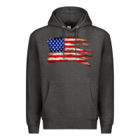 Charcoal Heather tattered american flag Premium Hoodie - Zillion Design Studio
