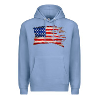 Colony Blue tattered american flag Premium Hoodie - Zillion Design Studio