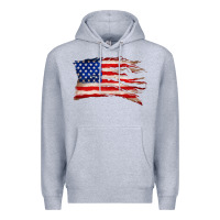 Heather Grey tattered american flag Premium Hoodie - Zillion Design Studio