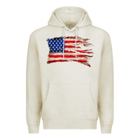Oatmeal Heather tattered american flag Premium Hoodie - Zillion Design Studio