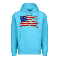 Ocean Blue tattered american flag Premium Hoodie - Zillion Design Studio