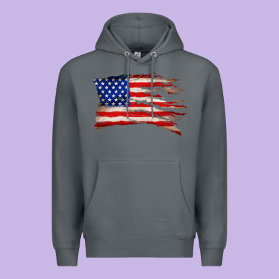 Tattered American Flag Premium Hoodie Designed By Zillion Design Studio