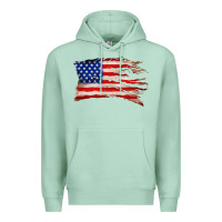 Seafoam tattered american flag Premium Hoodie - Zillion Design Studio