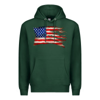 Sports Green tattered american flag Premium Hoodie - Zillion Design Studio