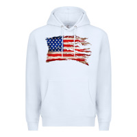 White tattered american flag Premium Hoodie - Zillion Design Studio