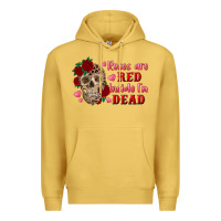 Antique Gold roses are red inside i'm dead Skull Premium Hoodie - RanaPortraitStore