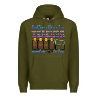 Army Green battery life of a teacher Premium Hoodie - texasbilliewilder
