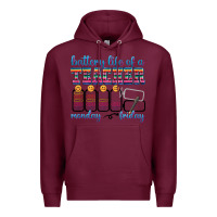 Burgundy battery life of a teacher Premium Hoodie - texasbilliewilder
