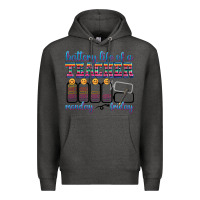 Charcoal Heather battery life of a teacher Premium Hoodie - texasbilliewilder