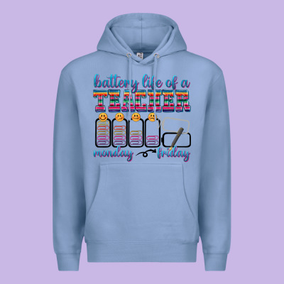 Battery Life Of A Teacher Premium Hoodie Designed By Texasbilliewilder