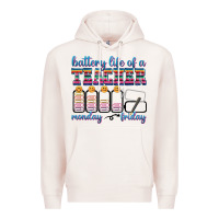 Pale Pink battery life of a teacher Premium Hoodie - texasbilliewilder