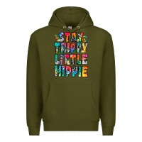 Army Green stay trippy little hippie Premium Hoodie - Zillion Design Studio