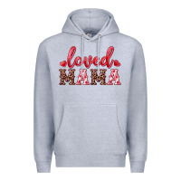 Heather Grey loved mama Premium Hoodie - RanaPortraitStore
