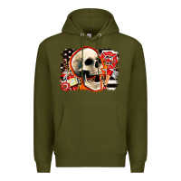 Army Green firefighter skull Premium Hoodie - AdoDesignShop