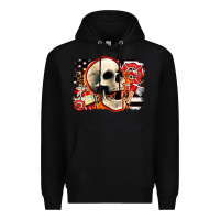 Black firefighter skull Premium Hoodie - AdoDesignShop