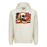 Oatmeal Heather firefighter skull Premium Hoodie - AdoDesignShop