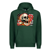 Sports Green firefighter skull Premium Hoodie - AdoDesignShop