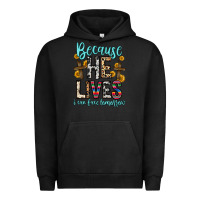 Pigment Black because he lives i can face tomorrow Urban Hoodie - Zillion Design Studio