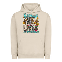 Pigment French Oak because he lives i can face tomorrow Urban Hoodie - Zillion Design Studio