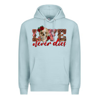 Blue Mist love never dies skull Premium Hoodie - RanaPortraitStore