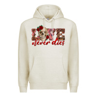 Oatmeal Heather love never dies skull Premium Hoodie - RanaPortraitStore