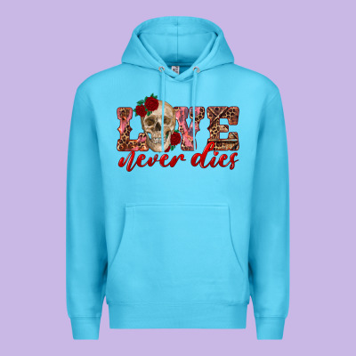 Love Never Dies Skull Premium Hoodie Designed By Ranaportraitstore