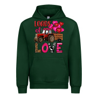 Forest Green valentine's day loads of love tractor with pin heart balloons Urban Hoodie - RanaPortraitStore