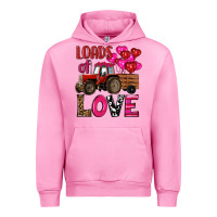 Fuchsia Pink valentine's day loads of love tractor with pin heart balloons Urban Hoodie - RanaPortraitStore